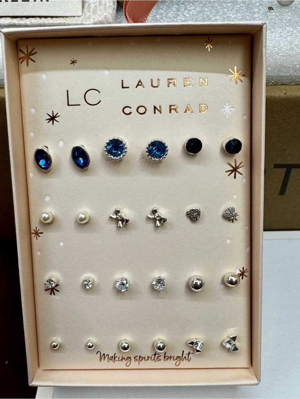 LC Lauren Conrad Blue and Silver 12-Pair Earring Set